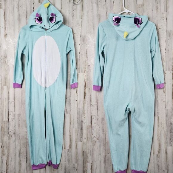 Cat & Jack Unicorn Pajama Onesie Blue Large 10-12 - Picture 1 of 9